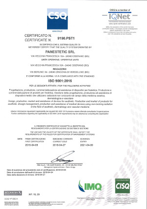 Panestetic Certyfikat ISO 9001 2008